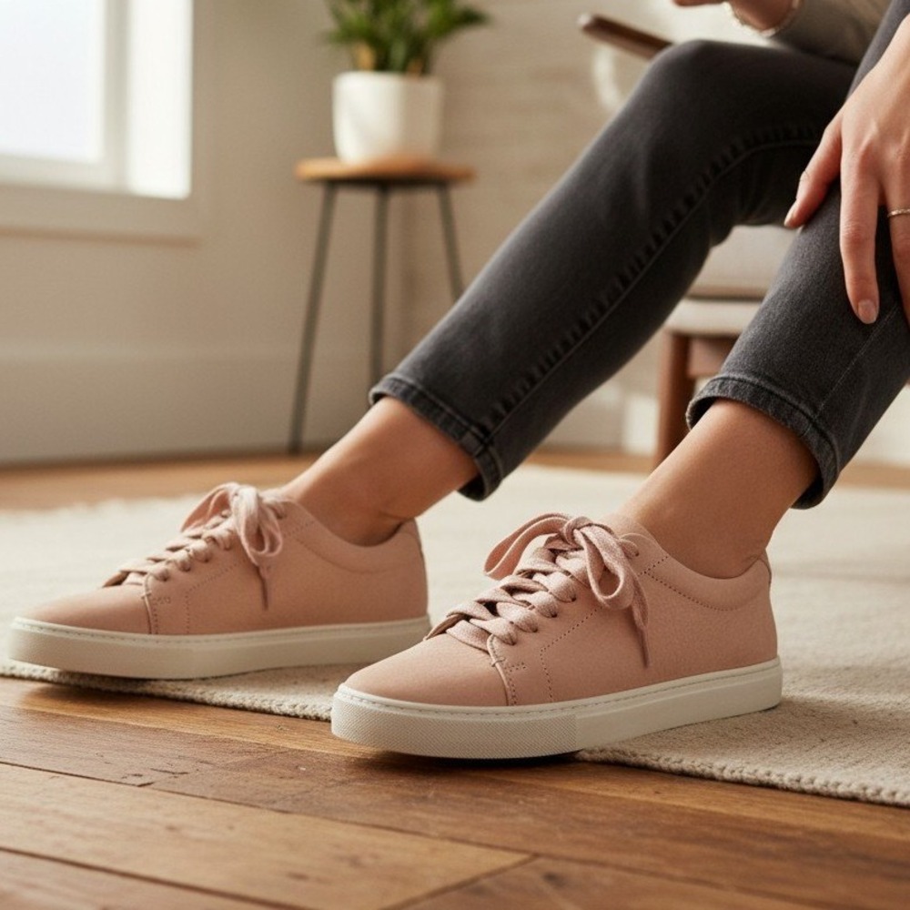 NWOB Frye Women's Ivy Lace Up Blush Leather Sneakers 8.5